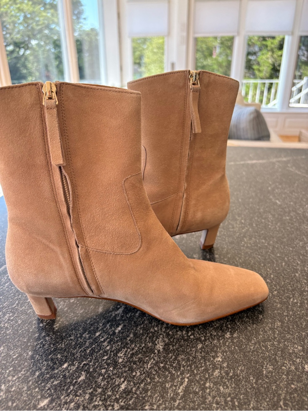 ALOHAS Taupe Suede Ankle Booties with Tassel Zip - Picture 3 of 3